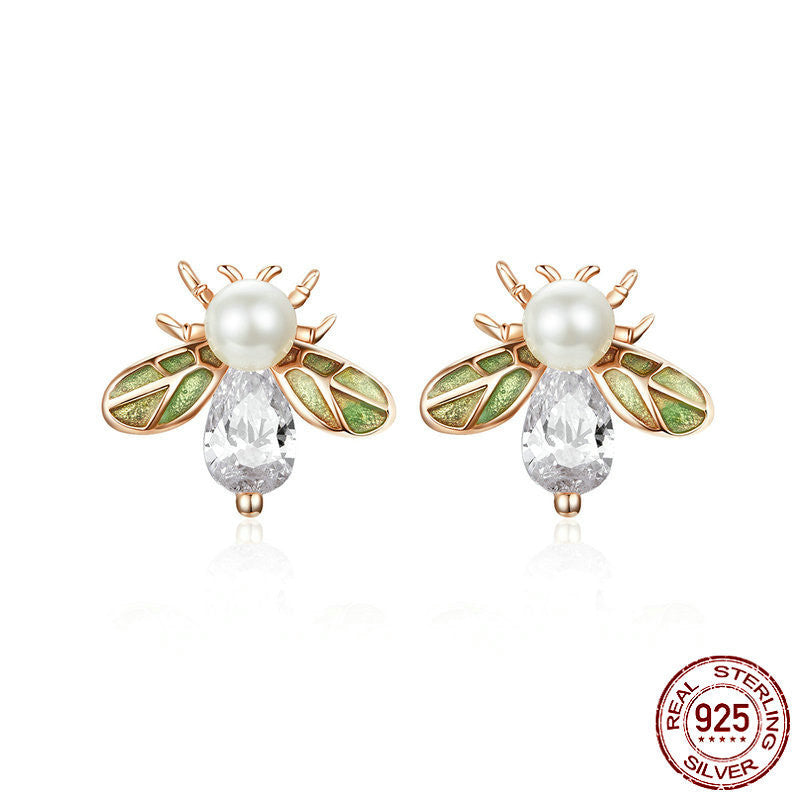 Cute Animal Little Bee 925 Sterling Silver Earrings