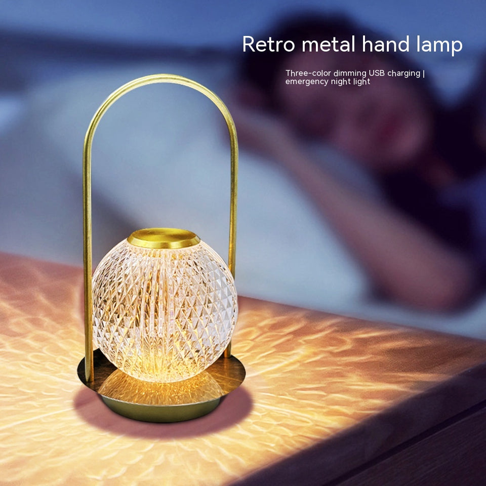 Metal Portable Ambience Light Bedroom Bedside Lamp Home Decor