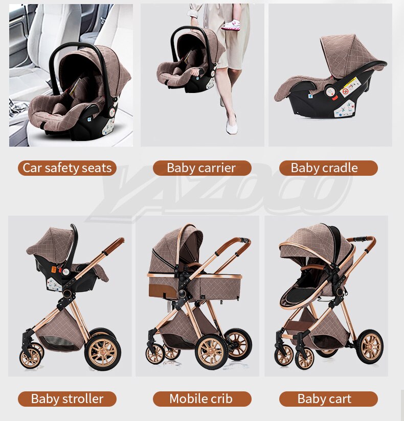 Baby Stroller 3 in 1 Easy Folding Multifunctional Stroller Travel Portable Baby Carriage Safety Seat EU Standard Free Shipping