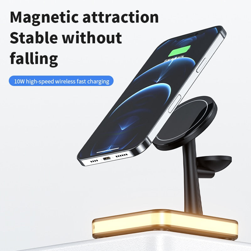 25W Magnetic Wireless Charger Stand Dock For iPhone 14 13 12 Pro Max Mini Apple iWatch 8 Airpods QC3.0 USB Fast Charging Station