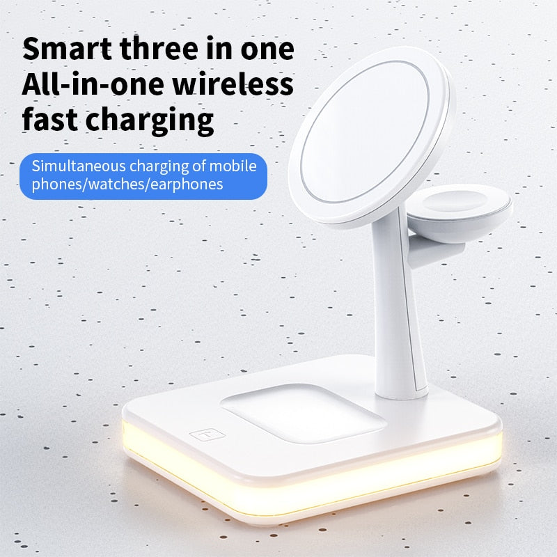 25W Magnetic Wireless Charger Stand Dock For iPhone 14 13 12 Pro Max Mini Apple iWatch 8 Airpods QC3.0 USB Fast Charging Station