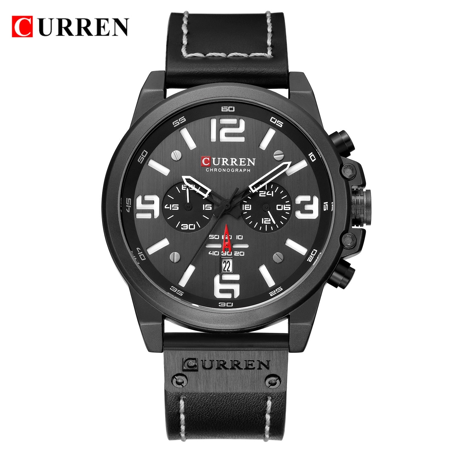 CURREN Mens Watches Top Luxury Brand Waterproof Sport Wrist Watch Chronograph Quartz Military Genuine Leather Relogio Masculino