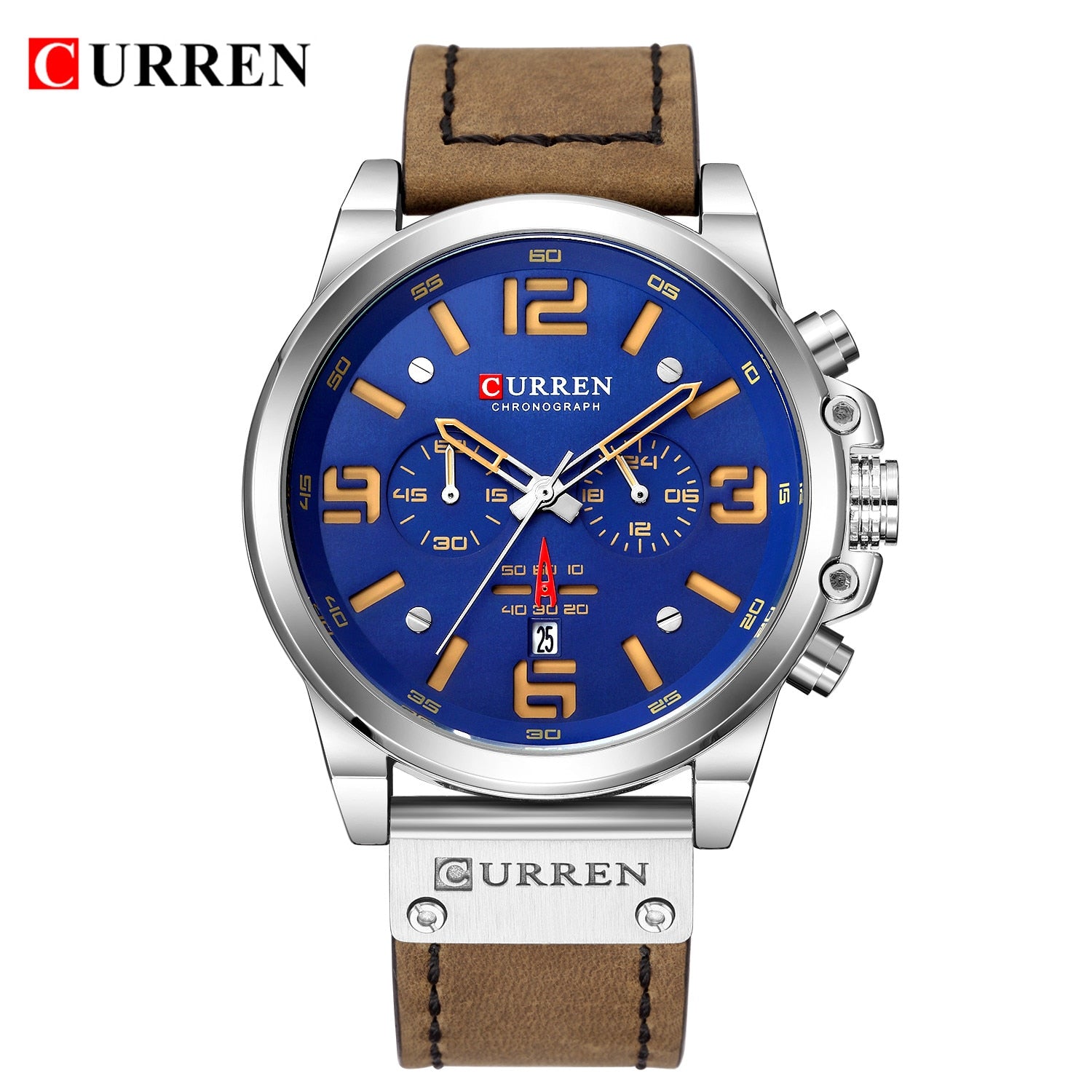 CURREN Mens Watches Top Luxury Brand Waterproof Sport Wrist Watch Chronograph Quartz Military Genuine Leather Relogio Masculino