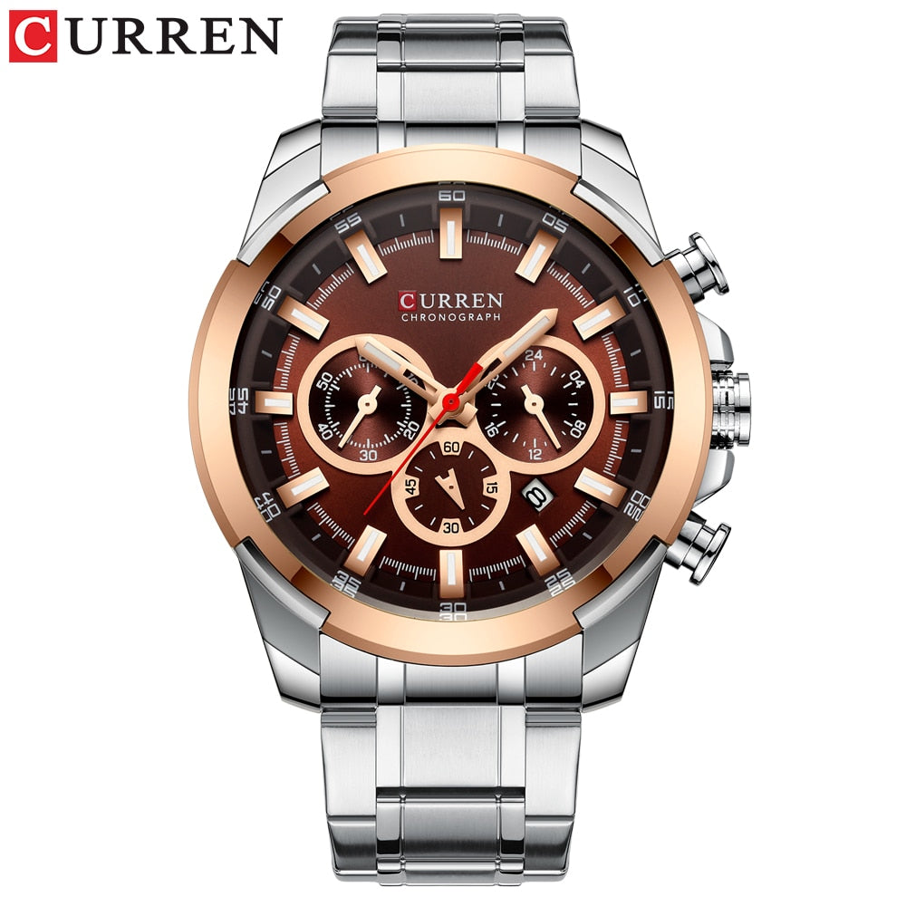 CURREN Men’s Watches Top Brand Big Sport Watch Luxury Men Military Steel Quartz Wrist Watches Chronograph Gold Design Male Clock