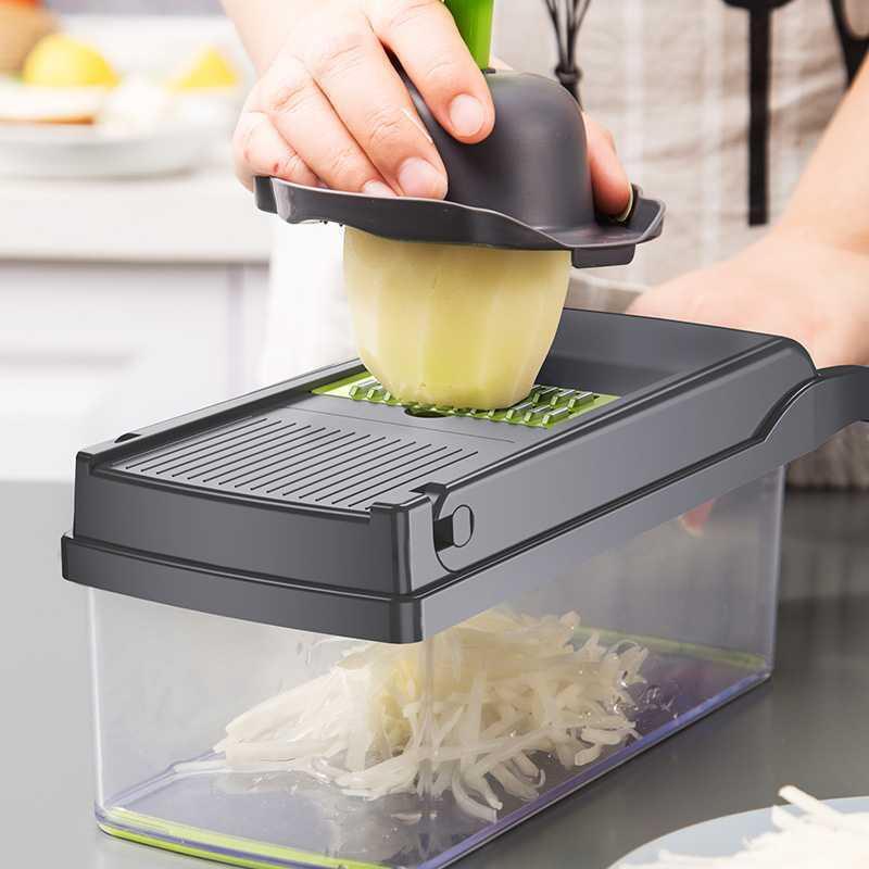 12 in 1 Green Multifunctional Vegetable Slicer Cutter  Hand Slicer Drain Basket  Kitchen Tool Home Gadgets