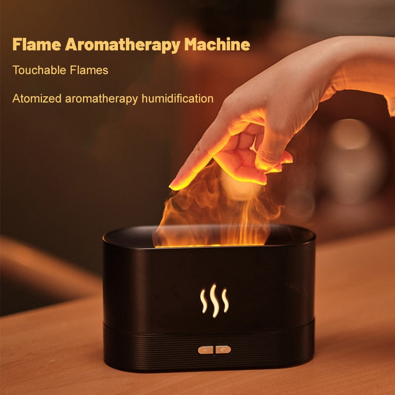 Perfume Humidifier, Ultrasonic air Humidifier With LED Lighting, Simulation Colorful Flame Fragrance Machine, USB Small Househol