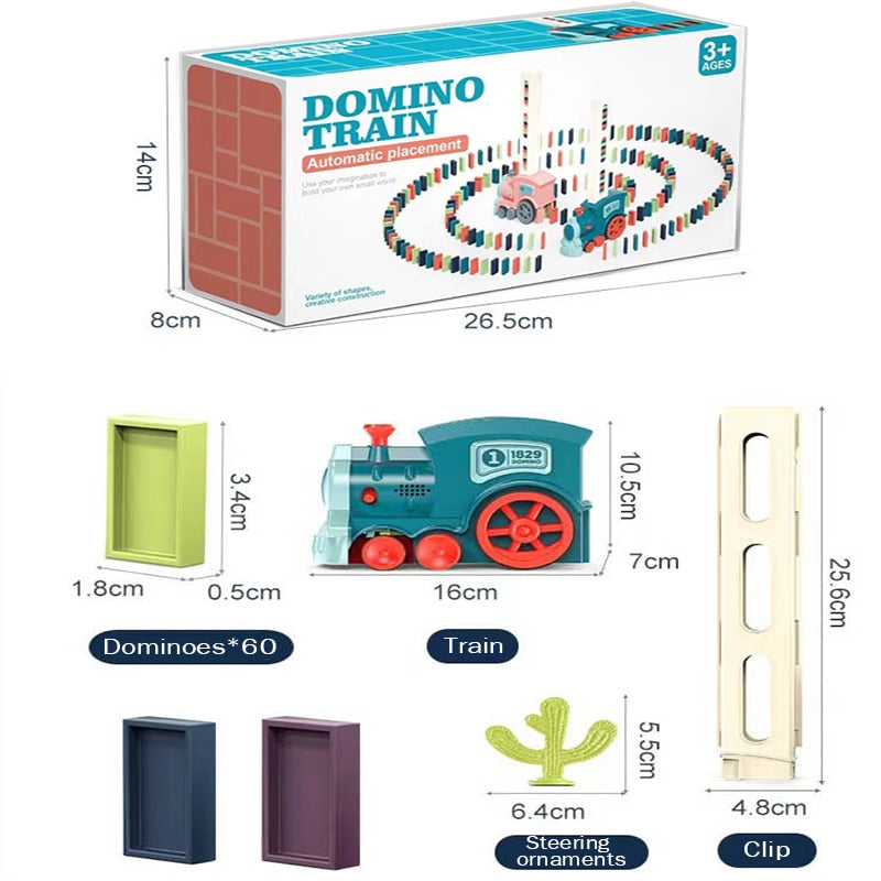 Kids Electric Domino Train Car Set Sound &amp; Light Automatic Laying Dominoes Brick Blocks Game Educational DIY Toy Gift